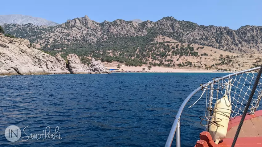Plaja Pachia Ammos văzută de pe mare